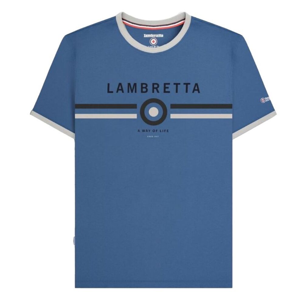 Lambretta Mens Target Ringer T-Shirt / Moonlight Ocean